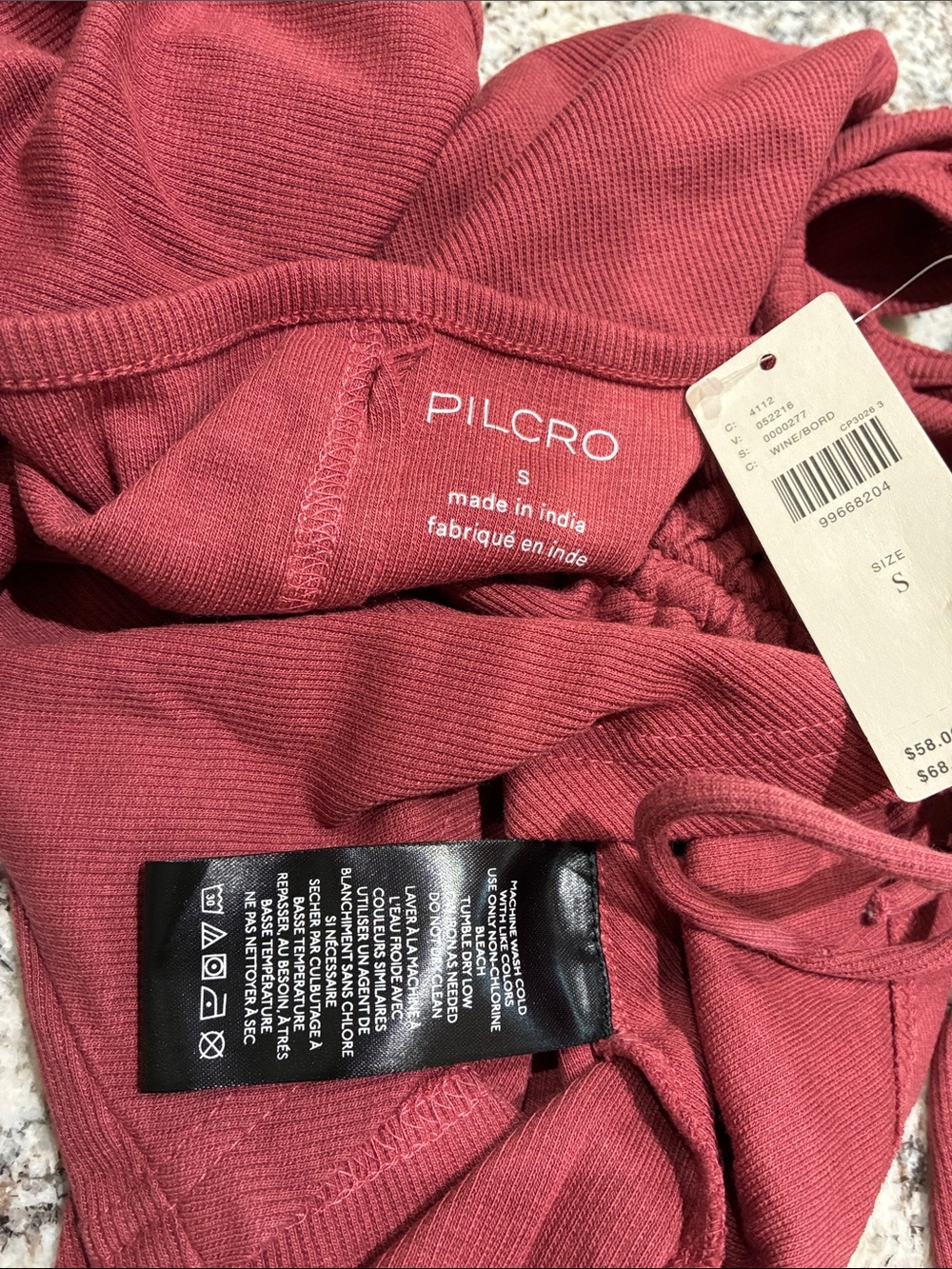 NWT Anthologie Pilcro Ruched V-Neck Tank in Wine - Picture 3 of 3